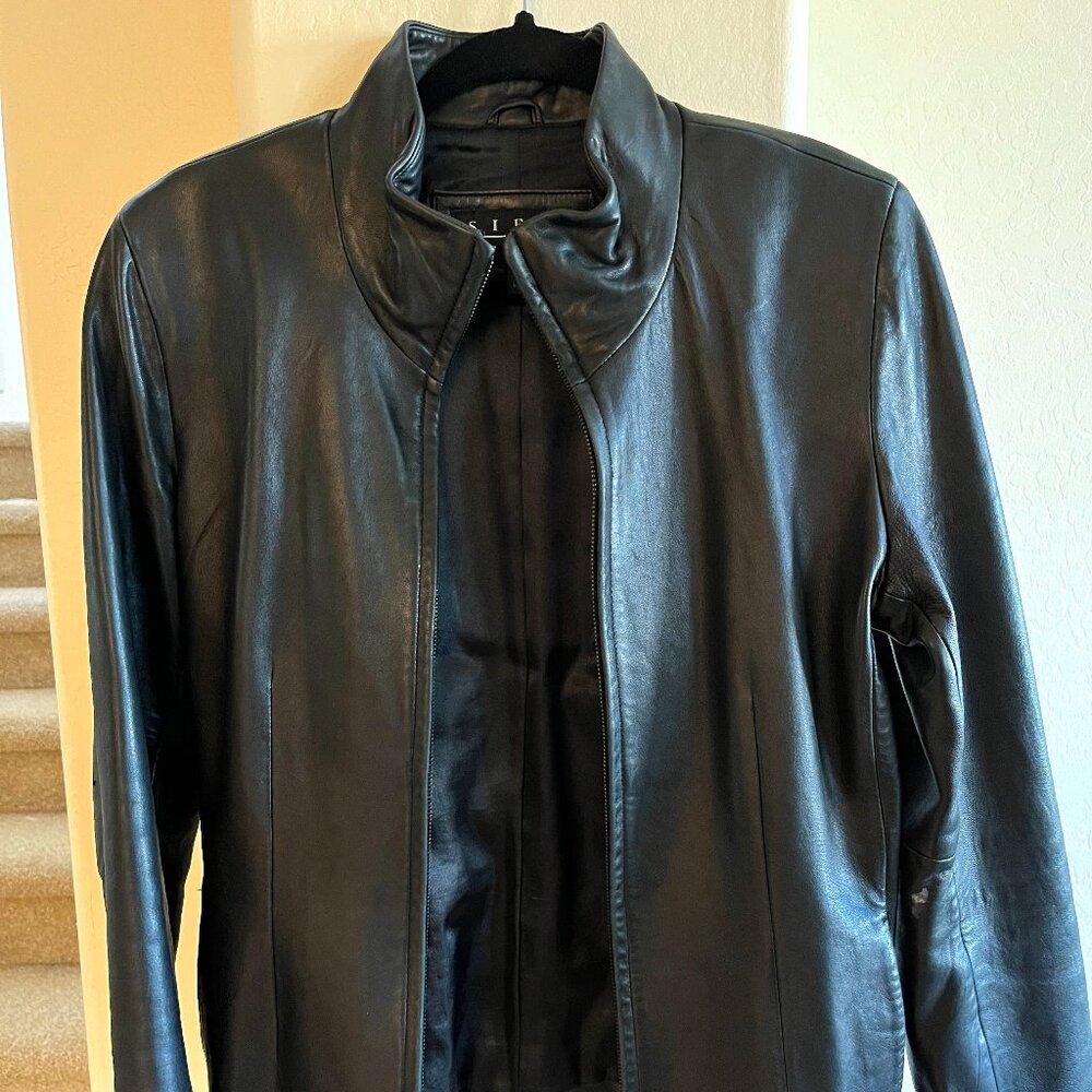 Black Soft Leather zip up Jacket  size M